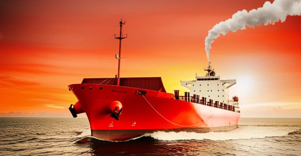 Container ship at sunset during Strait of Hormuz shipping crisis